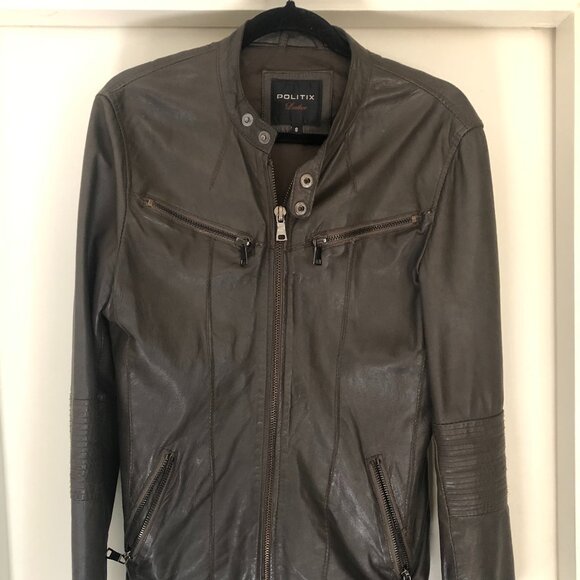 Politix Cafe Racer Leather Jacket (Men's Small) - Picture 1 of 4